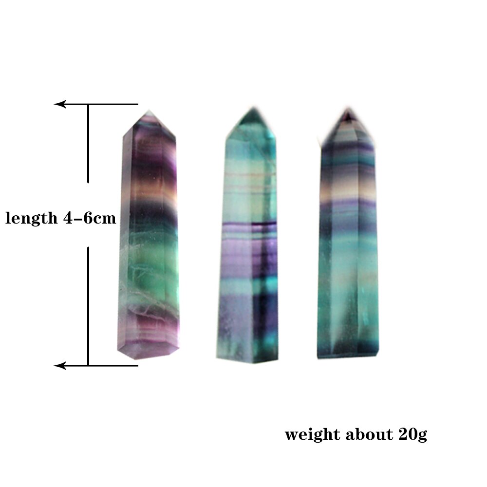 100% Natural Fluorite Crystal Colorful Striped Fluorite Quartz Crystal Stone Hot Point Healing Hexagonal Wand Treatment Stone