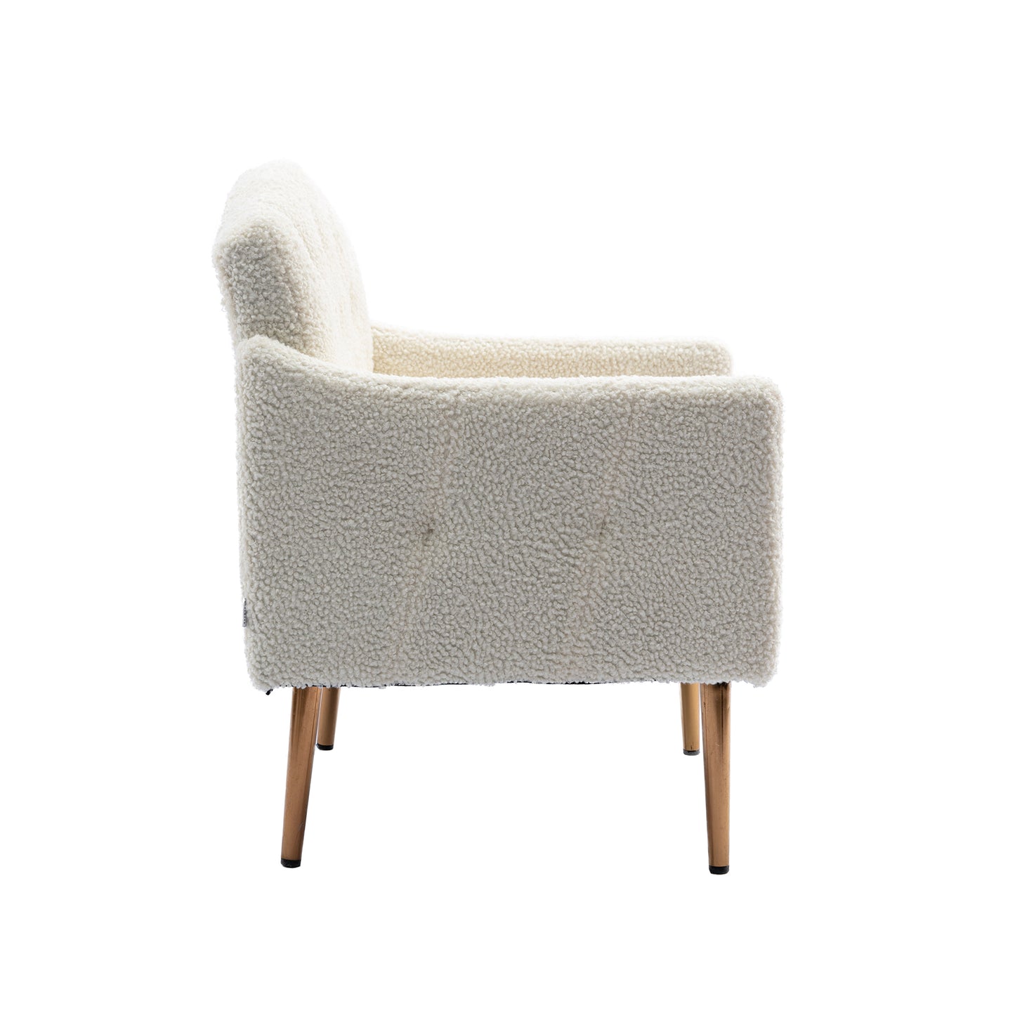 COOLMORE modern style armchair, plush decorative fabric armchair with golden metal legs (white teddy bear)