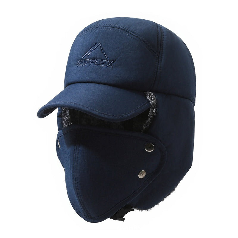 Middle aged and elderly cotton hats, outdoor ear protection cycling hats, cold proof skiing hats with fleece insulation