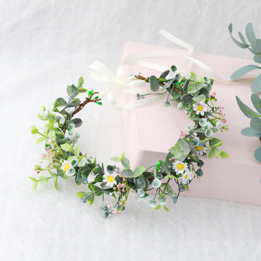 Fresh daisy garland simulated green plant headband children's headband