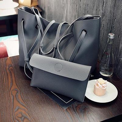 Soft Leather Women Bag Set Female Shoulder Bags