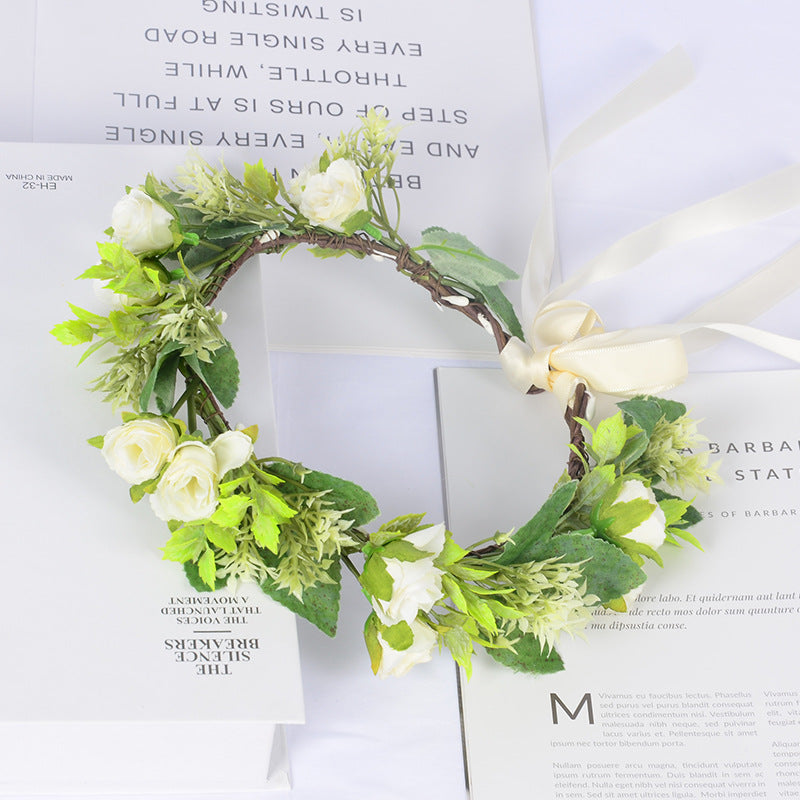 Flower garland headwear simulation green plants flower buds hair accessories performance outdoor headwear accessories