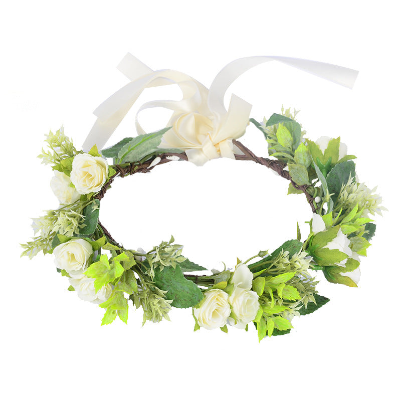 Flower garland headwear simulation green plants flower buds hair accessories performance outdoor headwear accessories