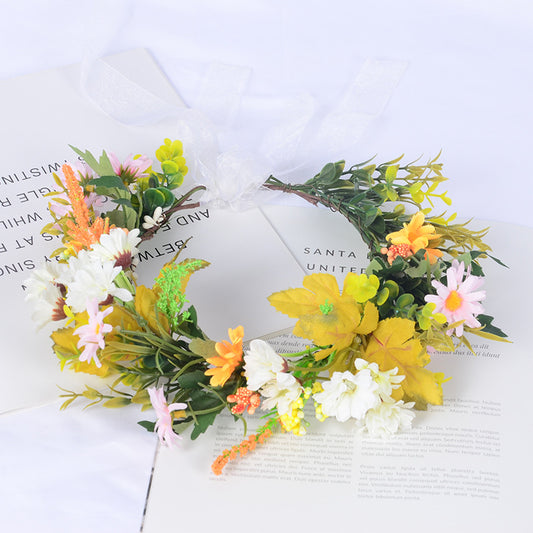 Flower garland scenic spot birthday wedding best friend bridesmaid headband small chrysanthemum flower wreath headwear