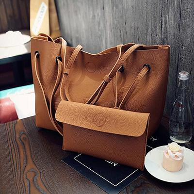 Soft Leather Women Bag Set Female Shoulder Bags