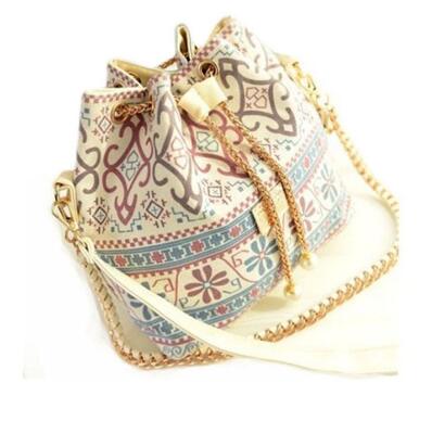 Canvas Drawstring Lady Bucket Bag Chains Shoulder Handbags   Messenger Bags