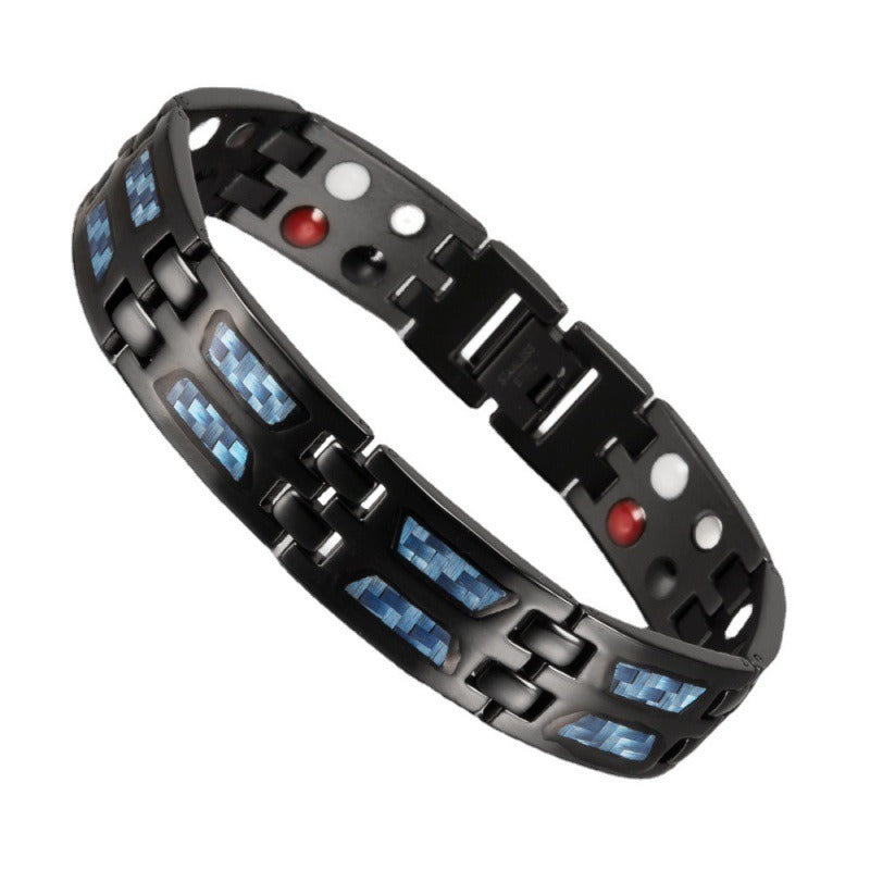 New Carbon Fiber Wide Version Magnet Men's Bracelet Fashion Titanium Steel Magnetic Health Care Bracelet