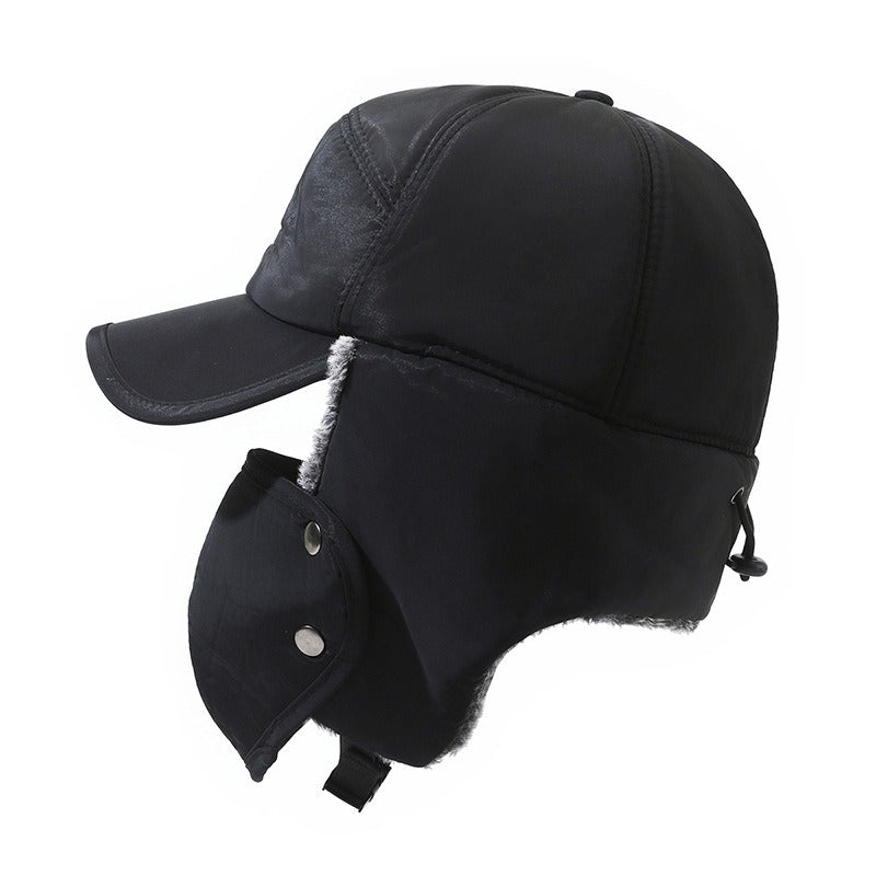 Middle aged and elderly cotton hats, outdoor ear protection cycling hats, cold proof skiing hats with fleece insulation