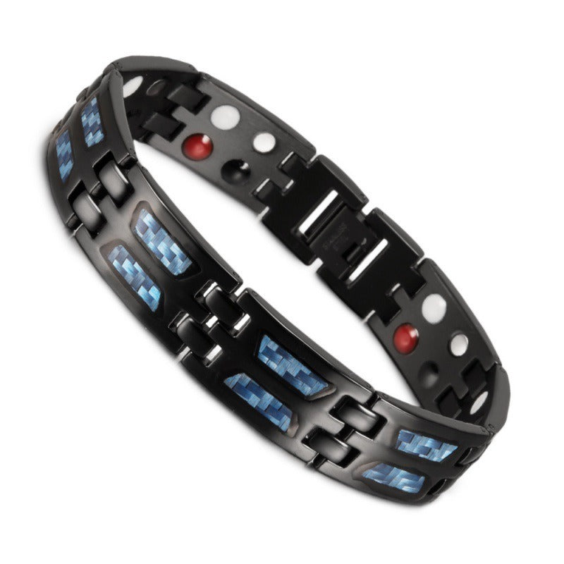 New Carbon Fiber Wide Version Magnet Men's Bracelet Fashion Titanium Steel Magnetic Health Care Bracelet