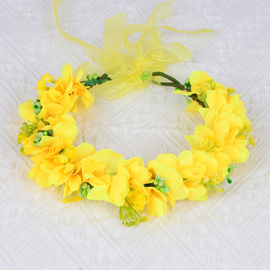 Super Immortal Simulation Rapeseed Flower Wreath Countryside Scenic Area Photo Headwear Fairy Girl Children's Hair Accessories Hair Hoop